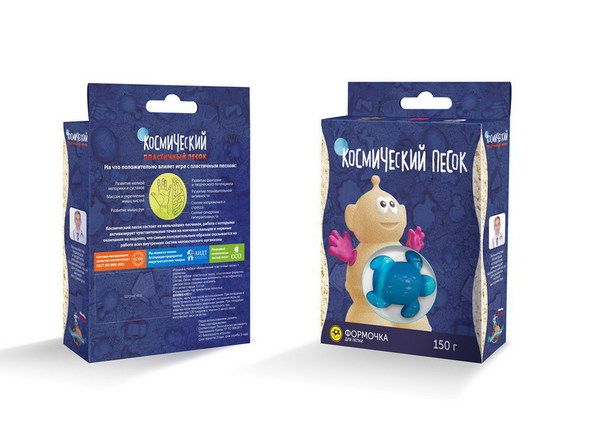 Игрушки в наборе ТМ "Космический песок", песочный, пластичный, + формочка,0,15кг Игрушки в наборе ТМ "Космический песок", песочный, пластичный, + формочка,0,15кг