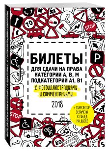 Билеты для сдачи на права категории АВM, подкатегории A1, B1 с фотоиллюстрациями и комментариями на 2018 г. (+симулятор экзамена на DVD)