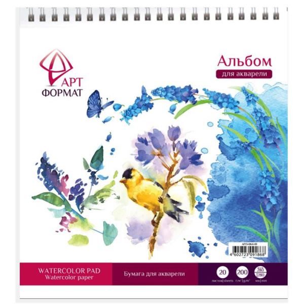 Альбом-планшет д/акварели 20 л. греб. 28х28 см жестк.подложка рисовальная бумага 200 г/м2 Альбом-планшет д/акварели 20 л. греб. 28х28 см жестк.подложка рисовальная бумага 200 г/м2