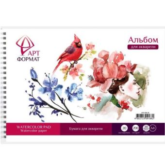 Альбом-планшет д/акварели 20 л. А4 греб. жестк.подложка рисовальная бумага 200 г/м2 Альбом-планшет д/акварели 20 л. А4 греб. жестк.подложка рисовальная бумага 200 г/м2