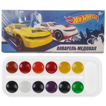 Акварель "Hot Wheels" медовая 12 цветов без кисточки в картонной коробке 88696 Акварель "Hot Wheels" медовая 12 цветов без кисточки в картонной коробке 88696