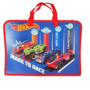 Папка с ручками "Hot Wheels", формат А4, для тетрадей, пластиковая, на молнии, края отстрочены тесьмой. 88734 Папка с ручками "Hot Wheels", формат А4, для тетрадей, пластиковая, на молнии, края отстрочены тесьмой. 88734
