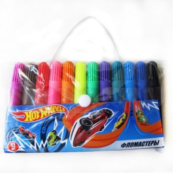 Фломастеры "Hot Wheels", 12 цветов, в сумочке, на водной основе. 89247 Фломастеры "Hot Wheels", 12 цветов, в сумочке, на водной основе. 89247