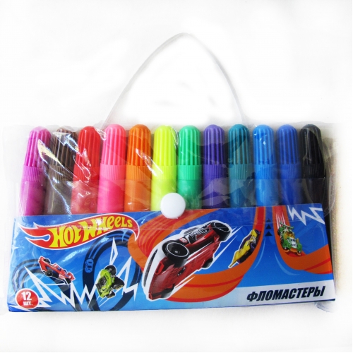 Фломастеры "Hot Wheels", 12 цветов, в сумочке, на водной основе. 89247 Фломастеры "Hot Wheels", 12 цветов, в сумочке, на водной основе. 89247