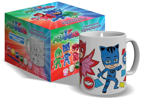 

Роспись керамики.Кружка"Супергерои",краски,PJMasks