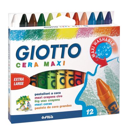 Восковые утолщенные карандаши, 12 цветов "GIOTTO CERA MAXI" - фото 1