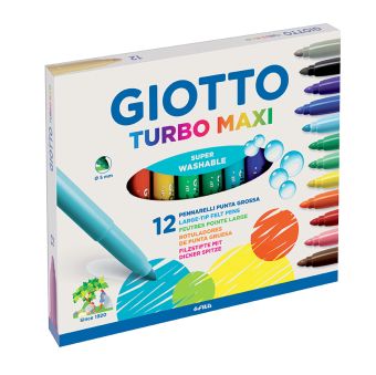Фломастеры утолщенные, 12 цветов "GIOTTO TURBO MAXI" Фломастеры утолщенные, 12 цветов "GIOTTO TURBO MAXI"