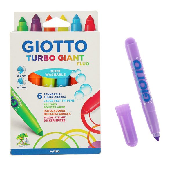 Фломастеры утолщенные, 6 цветов флуорисцентные тона "GIOTTO TURBO GIANT FLUO" Фломастеры утолщенные, 6 цветов флуорисцентные тона "GIOTTO TURBO GIANT FLUO"