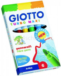Фломастеры утолщенные, 6 цветов "GIOTTO TURBO MAXI" Фломастеры утолщенные, 6 цветов "GIOTTO TURBO MAXI"