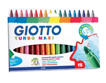 Фломастеры утолщенные, 18 цветов "GIOTTO TURBO MAXI" Фломастеры утолщенные, 18 цветов "GIOTTO TURBO MAXI"