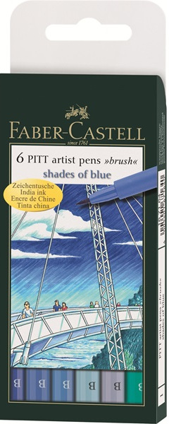PITT Artist Pen, набор цветов, оттенки синего, в футляре, 6 шт. PITT Artist Pen, набор цветов, оттенки синего, в футляре, 6 шт.