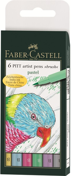 PITT Artist Pen, набор цветов, пастельные оттенки, в футляре, 6 шт. PITT Artist Pen, набор цветов, пастельные оттенки, в футляре, 6 шт.