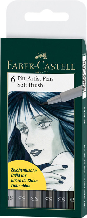 Капиллярные ручки Pitt Artist Pen Soft Brush, в пласт упаковке, 6 шт. Капиллярные ручки Pitt Artist Pen Soft Brush, в пласт упаковке, 6 шт.
