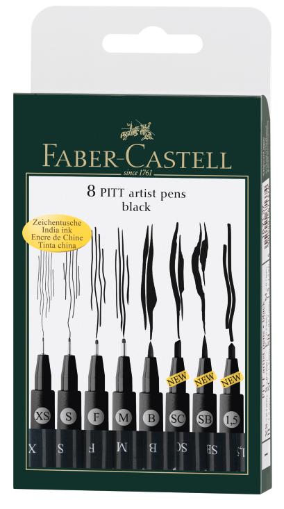 Капиллярные ручки PITT® ARTIST PEN, черный, набор типов наконечников, в футляре, 8 шт. Капиллярные ручки PITT® ARTIST PEN, черный, набор типов наконечников, в футляре, 8 шт.