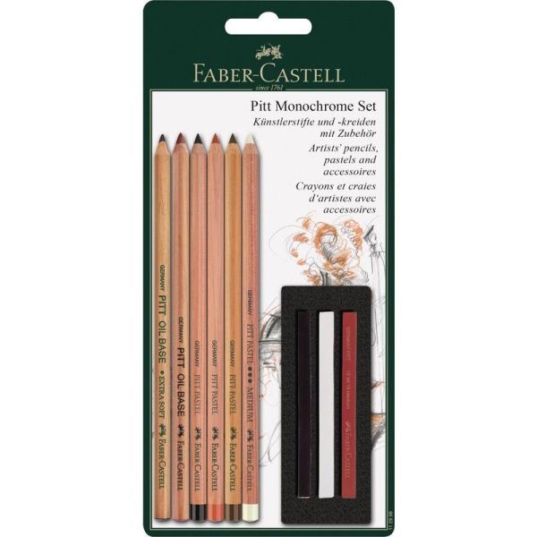 Пастельные карандаши PITT® и мелки PITT® Monochrome, в блистере, 9 предметов Пастельные карандаши PITT® и мелки PITT® Monochrome, в блистере, 9 предметов