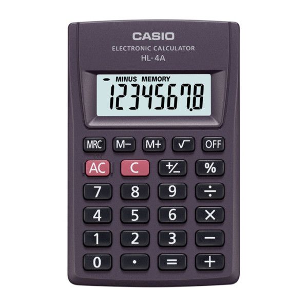 Калькулятор CASIO карманный, HL-4A-S-EP, 8 разрядов, питание от батарейки, 87х56 мм. Калькулятор CASIO карманный, HL-4A-S-EP, 8 разрядов, питание от батарейки, 87х56 мм.