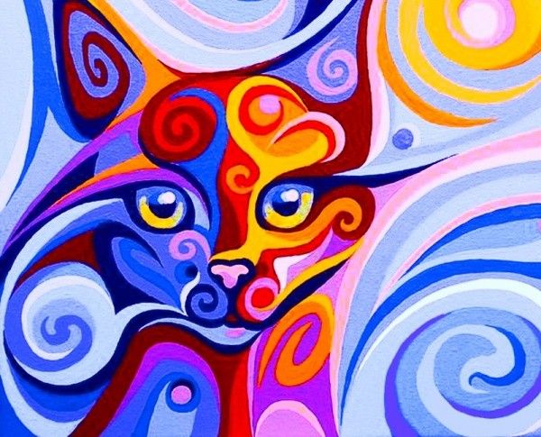 Алмазная картина 17х21. Сказочная кошка- алмазная картина (MP002)