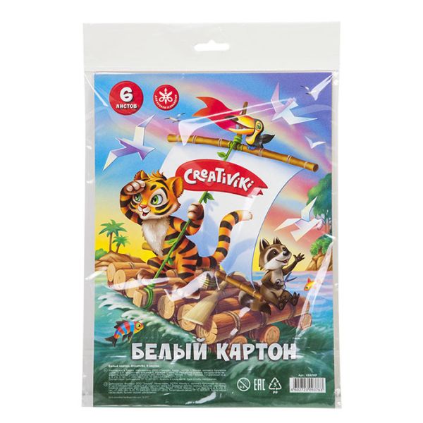 

Картон белый немел. 1 цв. 6 л. А4 Creativiki