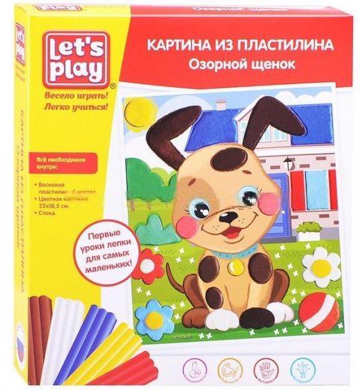 

Картина из пластилина Озорной щенок, 22х18,5. ТМ Let`s Play