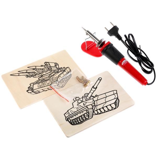 

Набор для выжигания MultiArt: выжиг-ый апп., 6 насадок, 2 эскиза Военная техника в кор. в кор.100шт