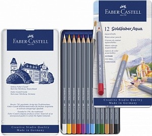 

Акварельные карандаши Goldfaber Aqua, набор цветов, в металлической коробке, 12 шт