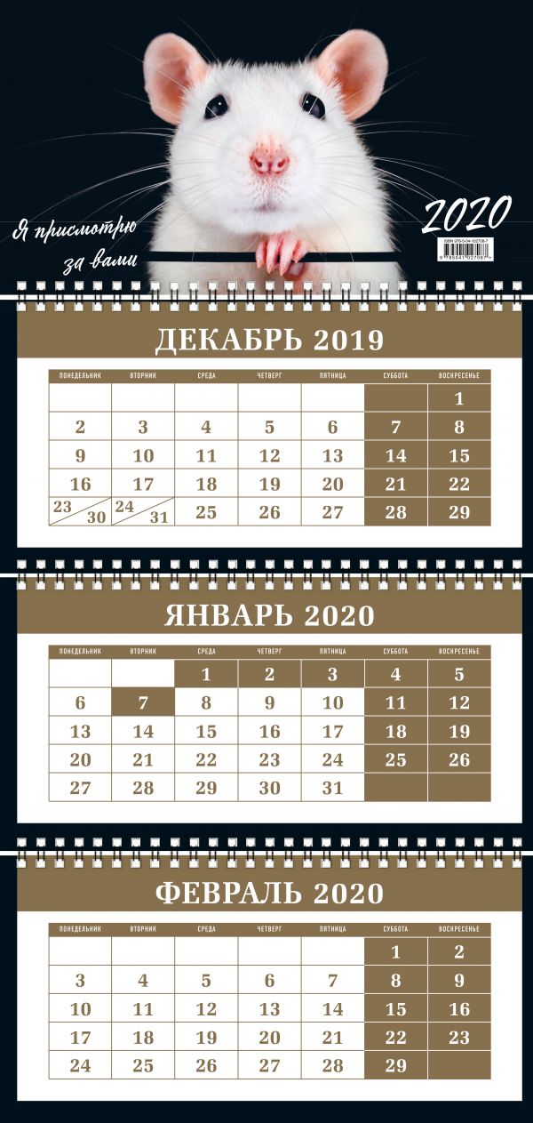 Год Крысы. Календари трехблочные 2020 (300х700 мм)