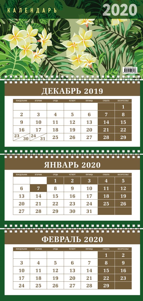 

Ботаника. Календарь настенный трехблочный на 2020 год (380х765 мм)