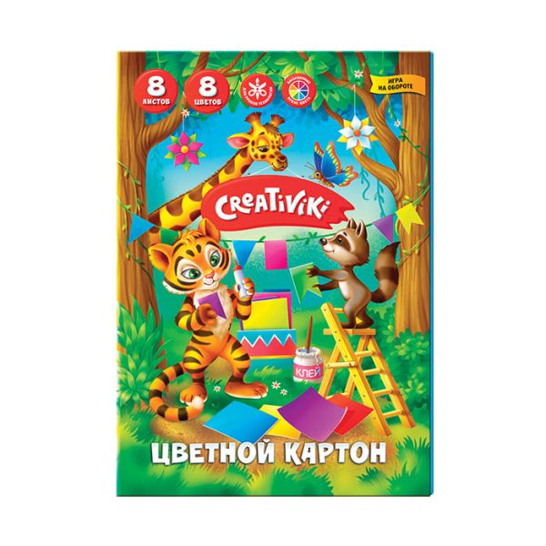 

Картон цв. немел. Creativiki А5 8 цв. 8 л. 190 г/м2