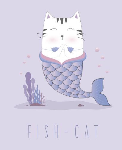 Fish-cat. Тетрадь общая (А5, 48 л., УФ-лак, накидка 4 п. полноцвет) - фото 1
