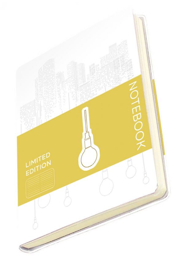 Есть идея! Блокнот из экокожи с термотиснением, тиснение мат. фол., вырубка на полусупере, А5