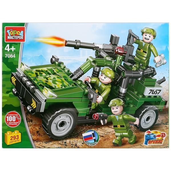 

Конструктор "Город мастеров" армия: военное багги, с фигурками, 293дет. в русс. кор. в кор.2*18шт