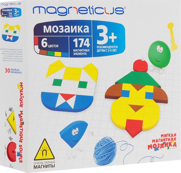 

Мозаика 3+, 174 элемента / 6 цветов / 30 этюдов